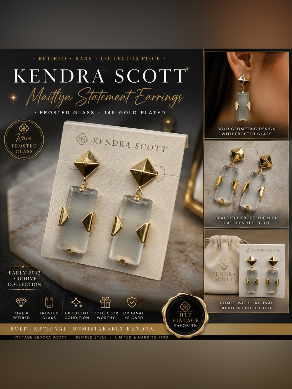 Kendra Scott Maitlyn Earrings – Rare Frosted Glass Vintage Archive Collection
